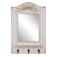 Зеркало вешалка с крючками Античное белое QXA021-1201