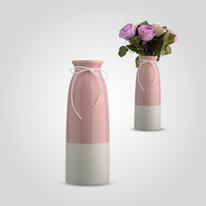 Керамическая Ваза-Бутылка Двухцветная Розовый/Белый Малая [CLONE]