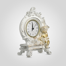 Часы Настольные Ретро с Ангелочками (Полистоун, Белый+Золотистый)