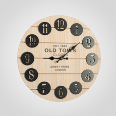 Часы Настенные Коричневые "Old Town Clock" (Дерево) 40 см. [CLONE]