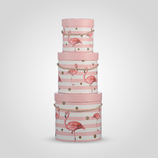 Набор из Трех Прямоугольных Розовых Подарочных Коробок "Фламинго" [CLONE]