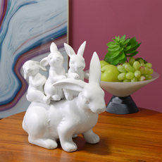 Декоративная Фигура Мама-Кролик с Малышами (Керамика) 28х28х15