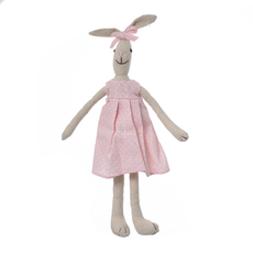 Кролик девочка в розовом платье с бантиком 35см L1203501B