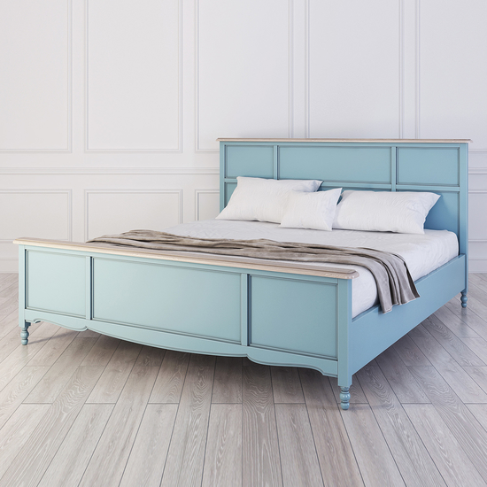 Кровать Leblanc голубая, с изножьем