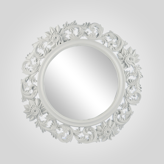 Зеркало Настенное Круглое "Королевский Винтаж" Белое 58 см.(Полимер)