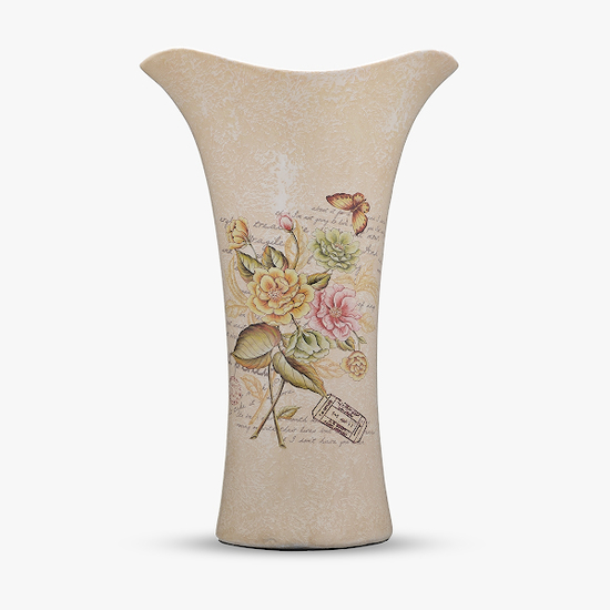 Ваза Oblique "Flowers in Beige" Большая, керамика