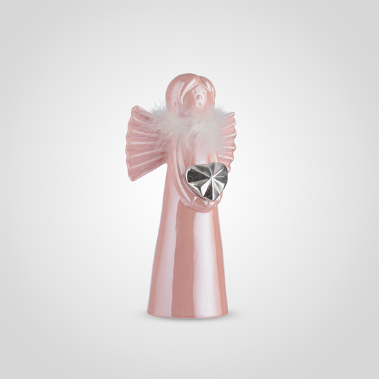 Ангел Керамический Декоративный Розовый в Перьях (Набор 2шт)