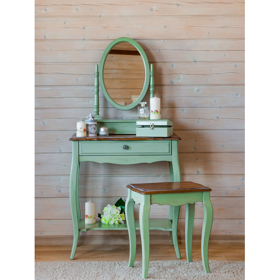 Туалетный столик с овальным зеркалом (зеленый) ST9321 G