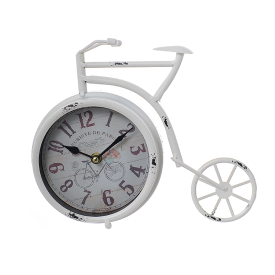 Часы настольные металлические велосипед 28х6х22 3B060-бел