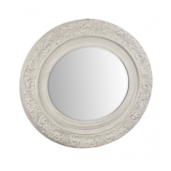 Зеркало с фаской в белой деревянной раме AN08-0006