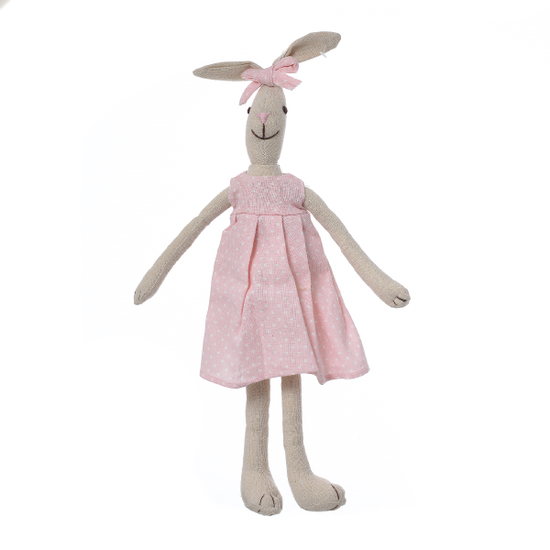 Кролик девочка в розовом платье с бантиком 35см L1203501B