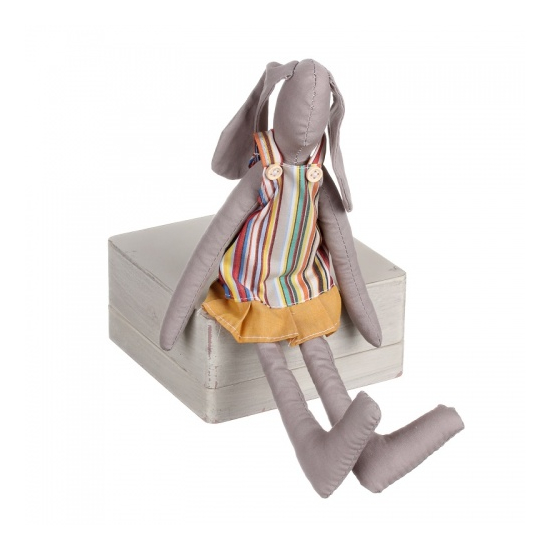 Заяц сидячий (девочка) серый с желтым 8х4х26 LJ87-0050
