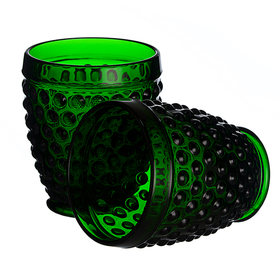 Стакан для воды яркий темно-зеленый Стеклянный горошек (набор 6шт)