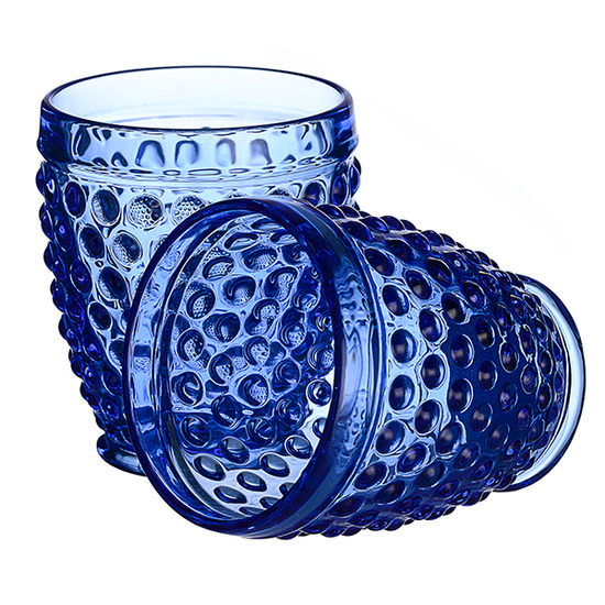 Стакан для воды яркий синий Стеклянный горошек (набор 6шт)