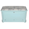 Ящик — сундук — пуфик с мягким сиденьем белый с гобеленовой тканью с фоном голубого цвета ST9393АВ-В